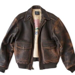 Vintage Avirex A-2 leather flight bomber jacket-Stars And Stripes Forever Large